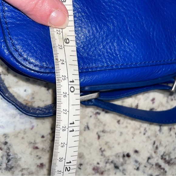FOSSIL Riley Crossbody Shoulder Bag Purse Vivid Blue Leather 2 Latch Pockets - Picture 16 of 16